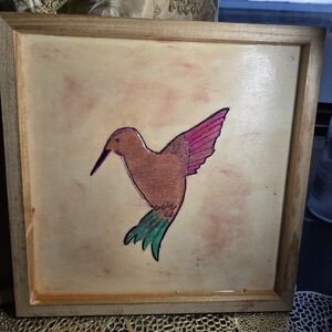 Colorful Hummingbird Hand Beveled Tray Or Wall Art